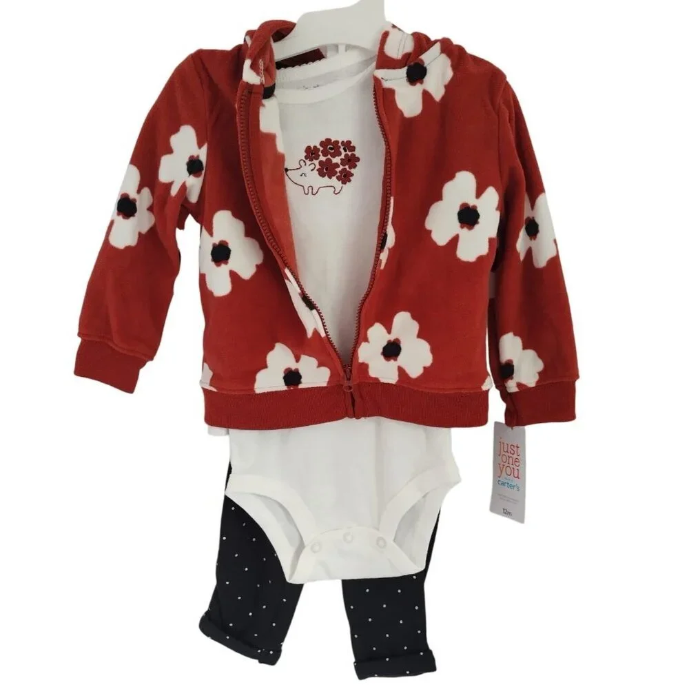 Carters Girls Just One You 3-Piece Set,12 Months Hoodie, Bodysuit and Leggings - Picture 6 of 8